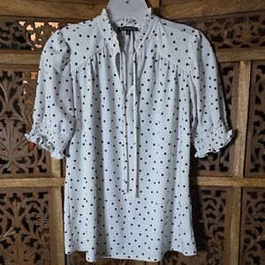 Adrianna Papell Cream Blouse with Black Polka Dots